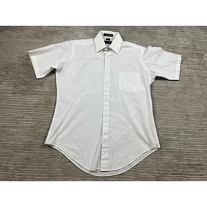 Ketch Shirt Mens 15.5 White Button Up Short Sleeve Single Needle Tailored Solid